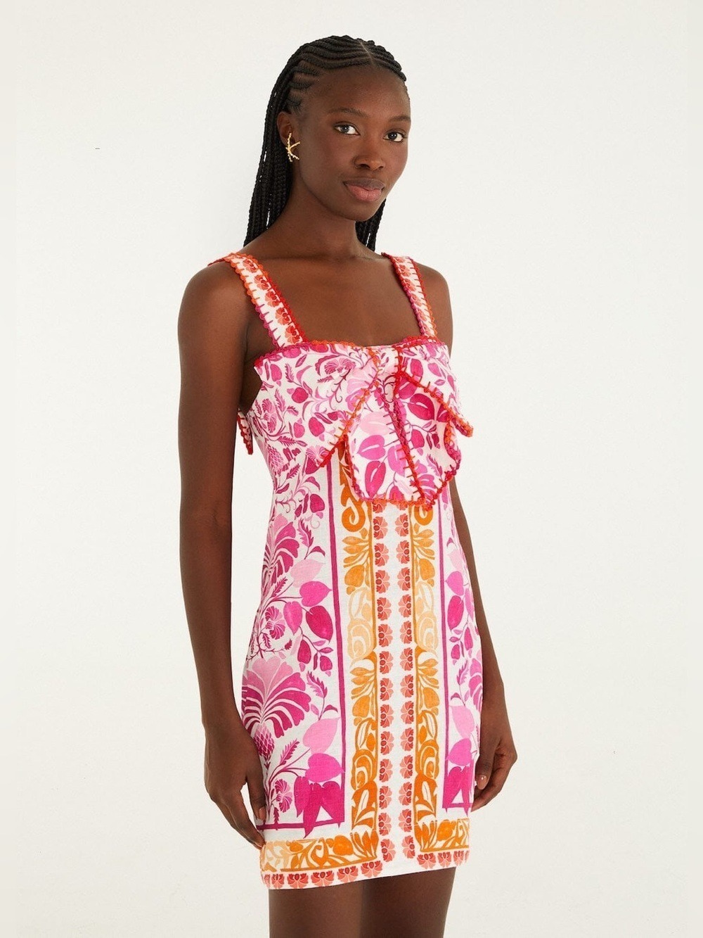 Farm Rio Off-White Santorini Crochet Mini Dress